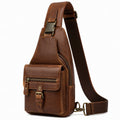 Bolso bandolera 18 x 8 x 30 cm de cuero sintético marrón con correa ajustable