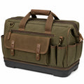 Bolso de viaje 45 cm de lona verde oliva con bolsillos y asas - estilo utilitario