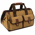 Bolsa de viaje 45 cm de lona beige y marrón con bolsillos exteriores