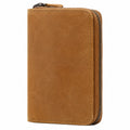 Cartera con cremallera 12 x 9 x 2 cm de material sintético marrón estilo compacto