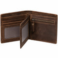 Cartera billetera de cuero marrón 12 x 9.5 cm con cremallera interior