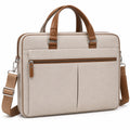 Bolso para portátil 40 x 30 x 8 cm de tela beige y piel sintética con correa ajustable