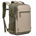 Mochila de viaje 32 x 20 x 48 cm de tejido sintético verde caqui y beige con compartimentos múltiples