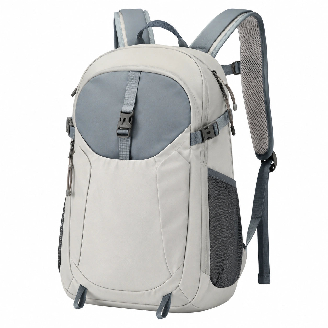 Mochila de senderismo 48 x 30 x 18 cm de tejido sintético gris con compartimentos y correas ajustables