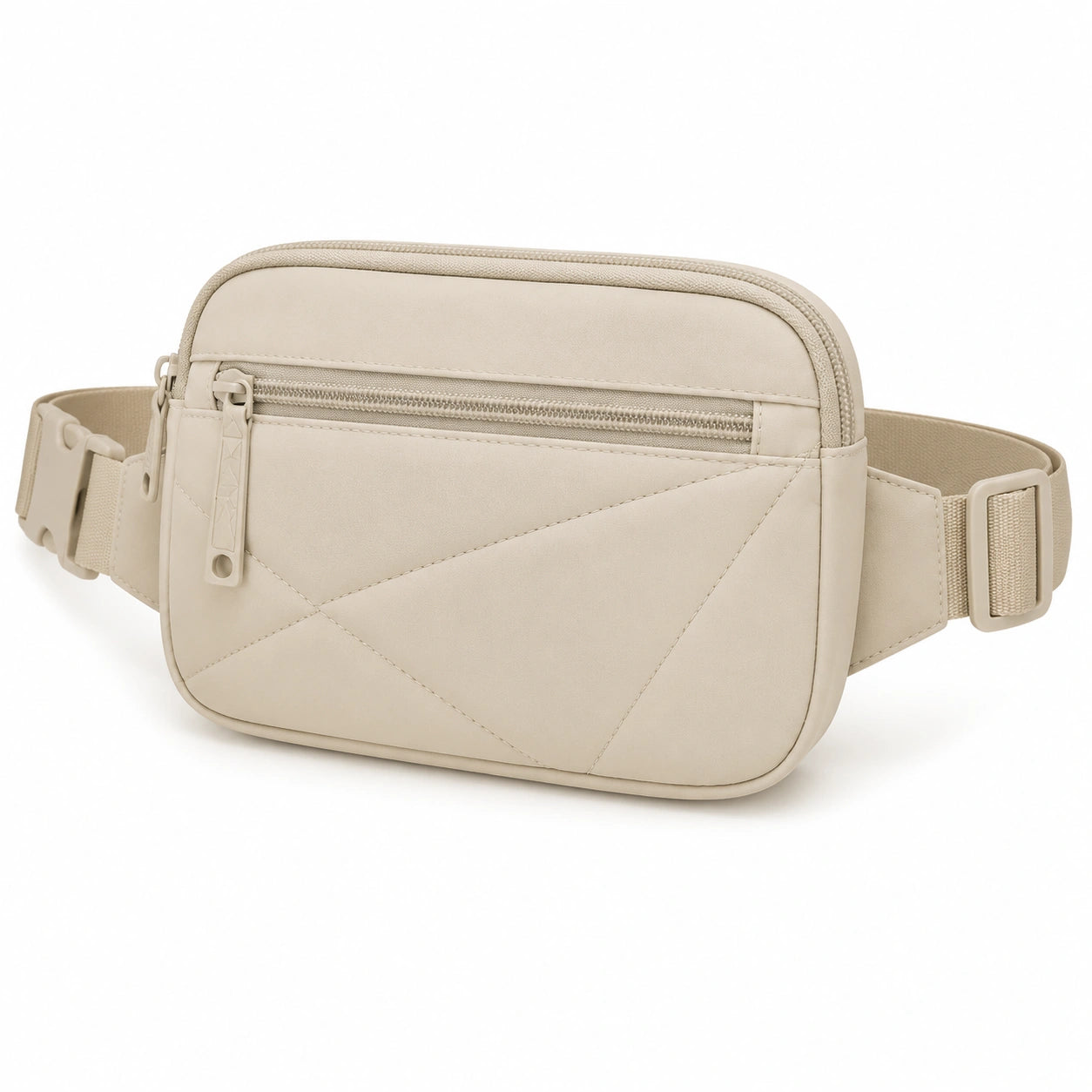 Riñonera 22 x 6 x 14 cm de tejido sintético beige con cremallera ajustable