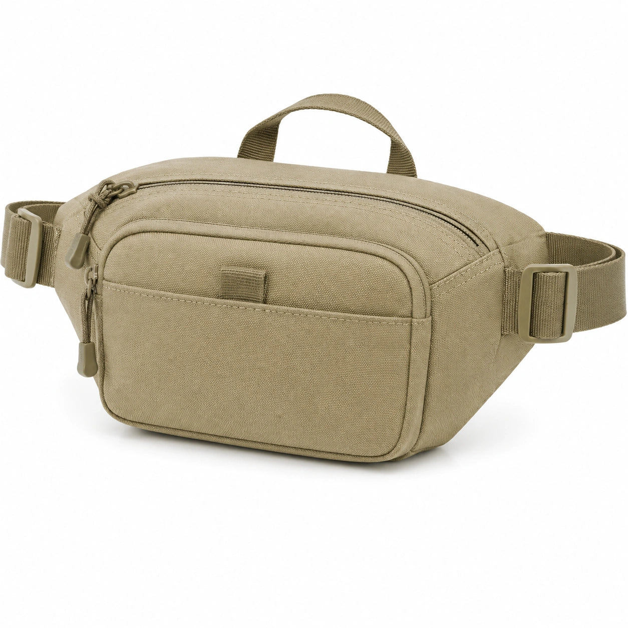 Riñonera 25 x 8 x 15 cm de tejido sintético beige con correa ajustable y bolsillos