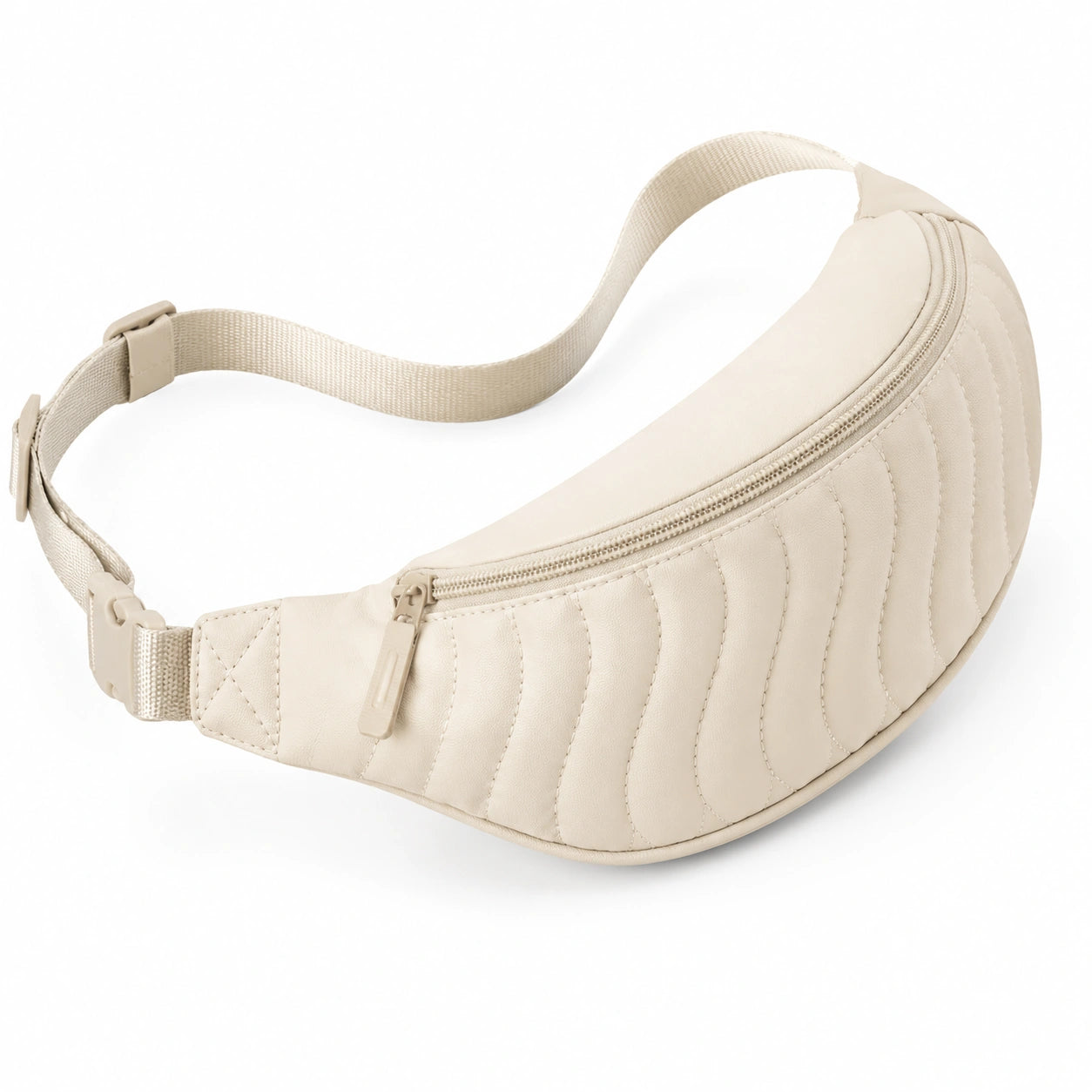 Riñonera 28 x 7 x 15 cm de tejido sintético beige acolchada para uso diario