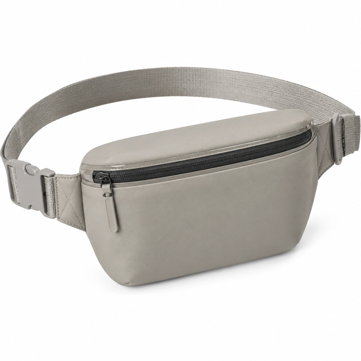 Riñonera 26 x 7 x 15 cm de piel sintética gris con correa ajustable estilo urbano