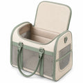 Bolsa transportadora para mascotas 45 cm de poliéster beige y verde con malla ventilada