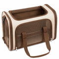 Bolsa de transporte para mascotas 45 x 28 x 28 cm de tejido beige y marrón con malla plegable