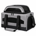 Transportín para mascotas 50 x 30 x 35 cm de tela gris y negra con malla transpirable